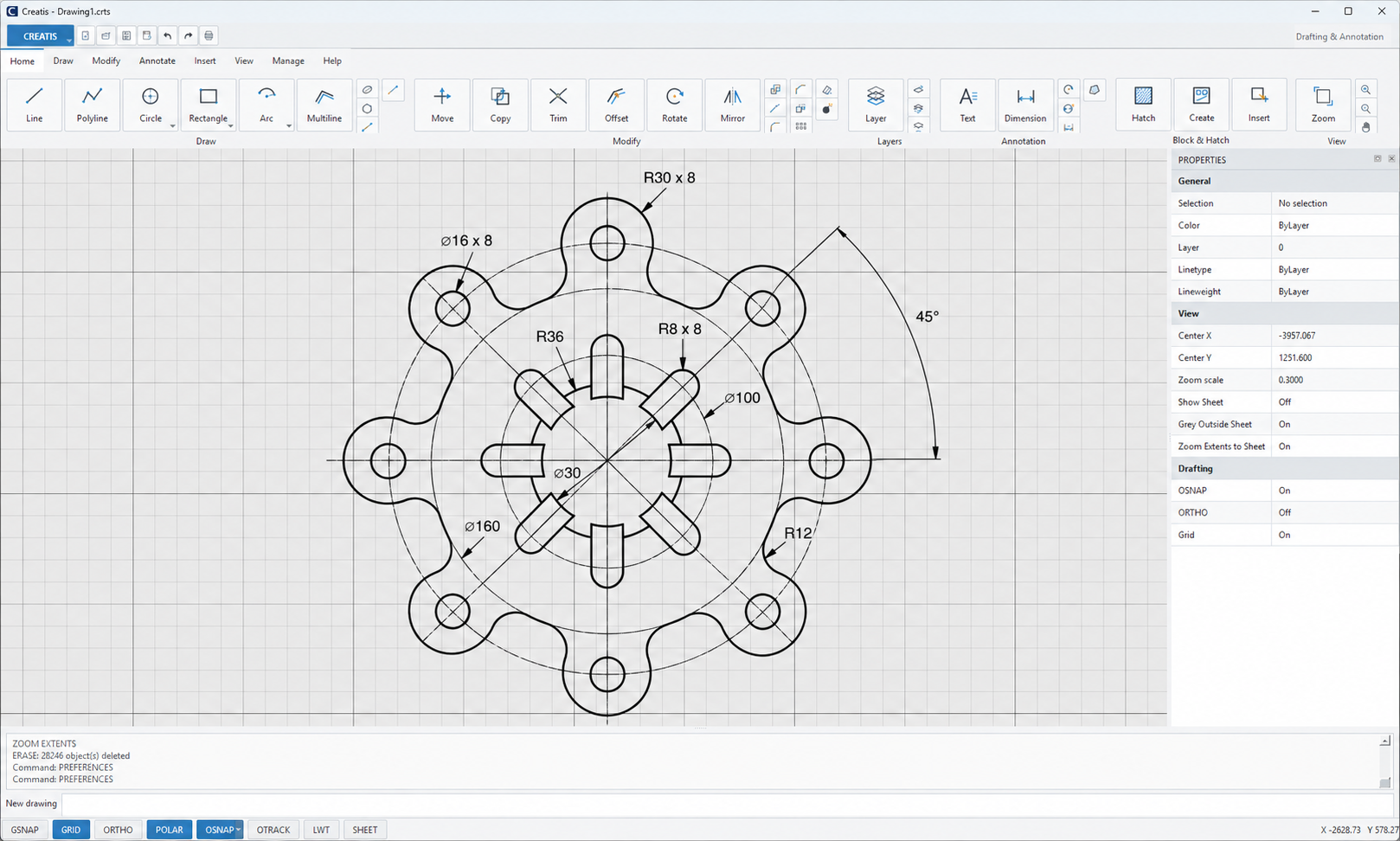 Actual Creatis CAD application workspace